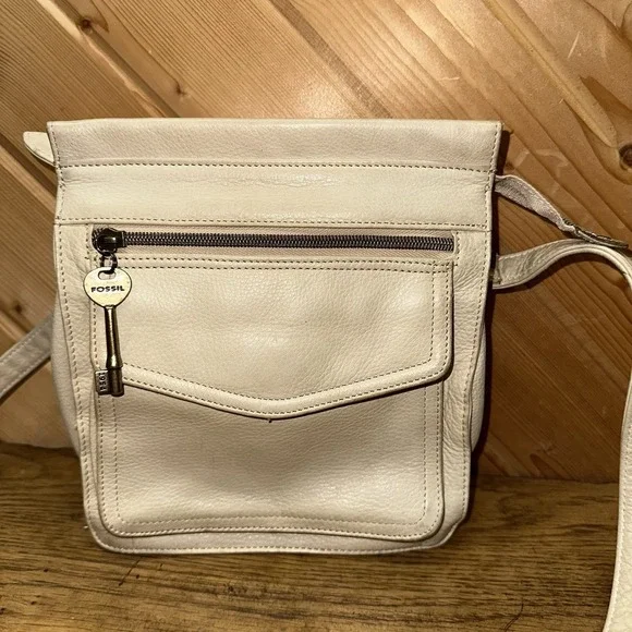 90's Y2K‎ Fossil Cream Pebbled Leather Crossbody Purse Bag | 75082 - Picture 2 of 10